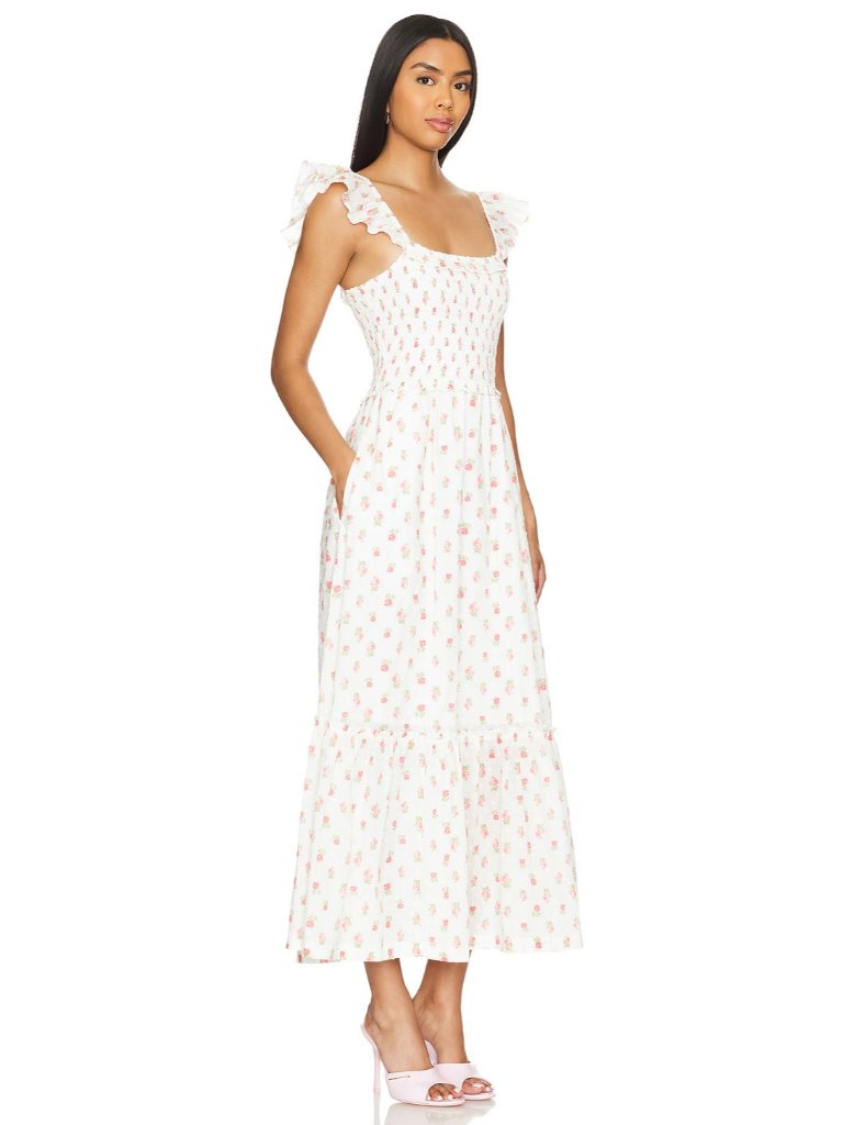 Nwt Loveshackfancy Guinevere Maxi In Cerise Pink Floral Cotton Smocked Dress Xs